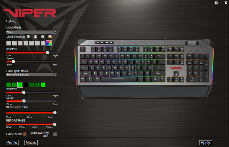 Viper V765 Keyboard Software Screen